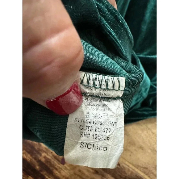 Windsor Vintage Chico A-line Dress Velour Spaghetti Straps Green Womens small - Picture 5 of 7